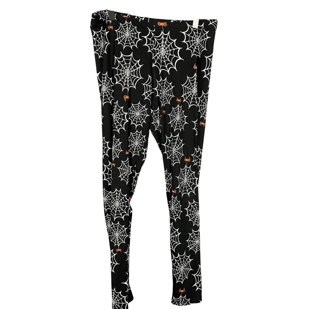 Joe Boxer Spider Cob Web Print Black Soft Leggings XL Halloween Spooky